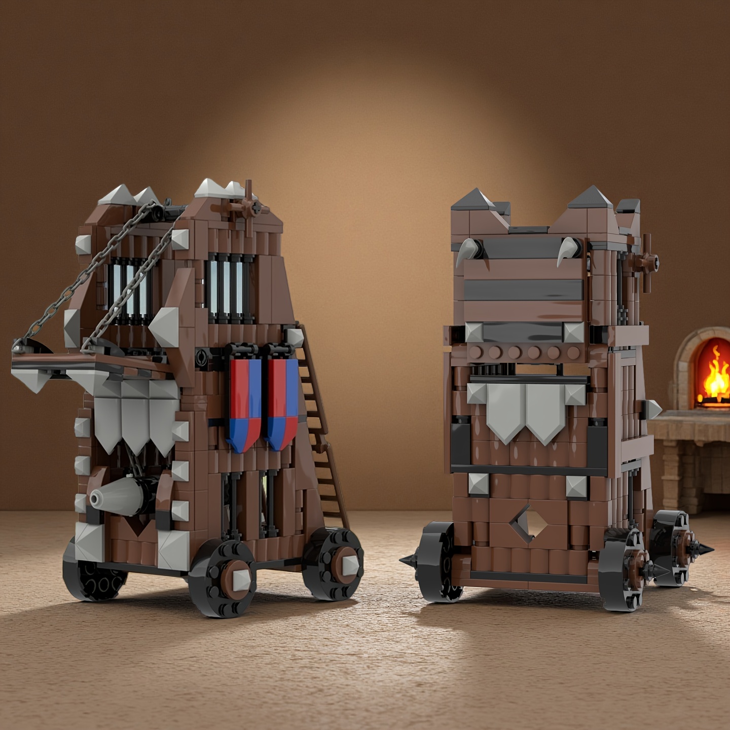 Siege Tower Building Blocks Model with Cannon